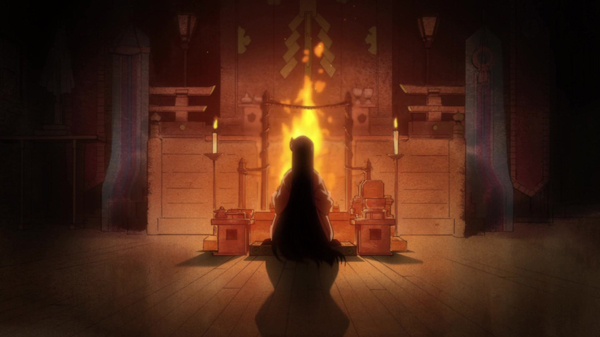 Rei Meditating at the Great Fire