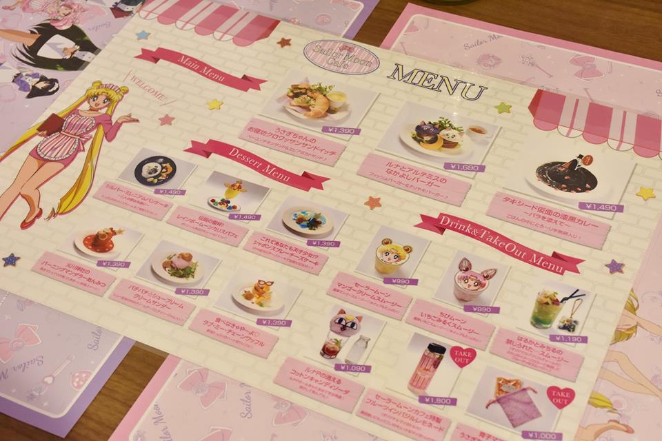 Sailor Moon Cafe menu
